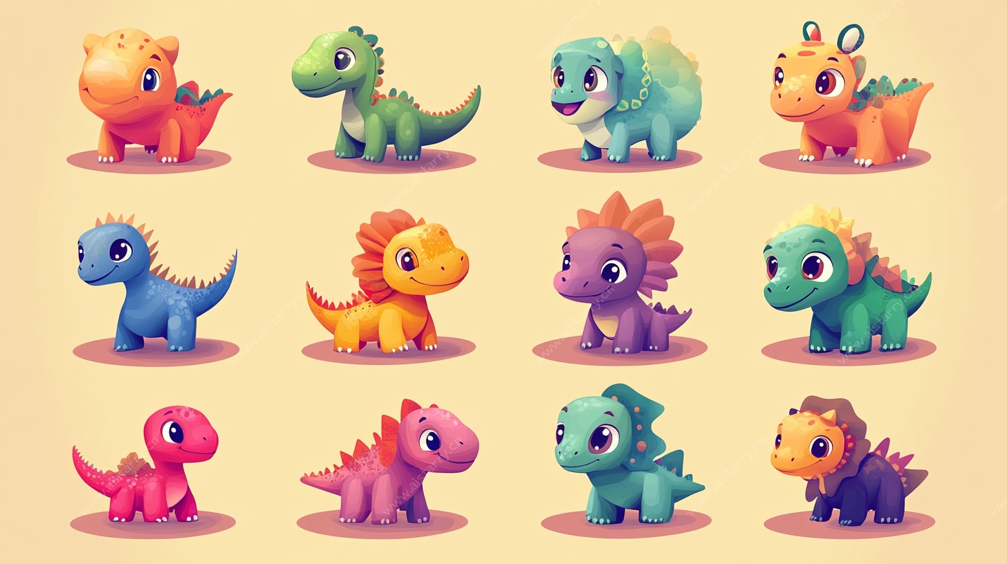 可爱多彩小恐龙集合