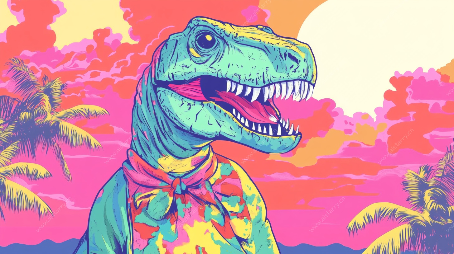 复古风恐龙的夏日度假