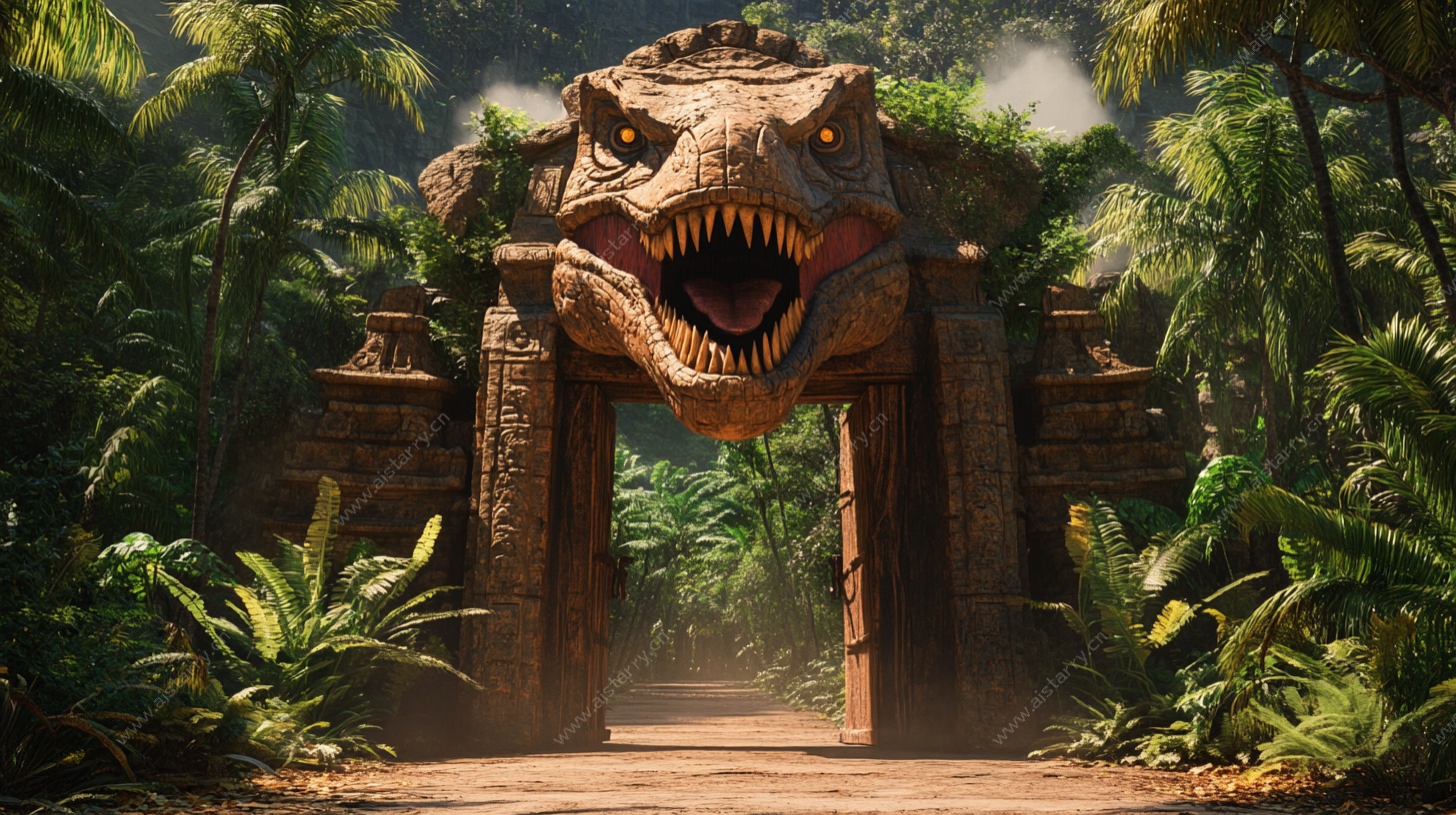 恐龙主题丛林大门场景