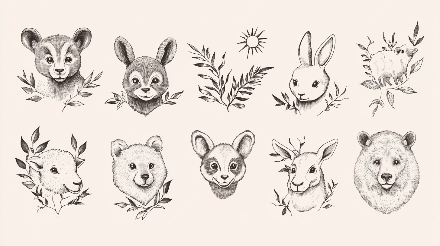 动物头像插画集合