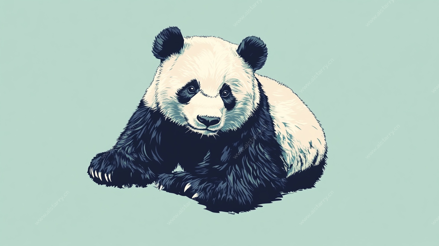趴卧的可爱熊猫插画