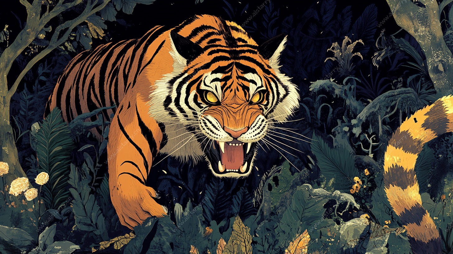 丛林猛虎的威严瞬间