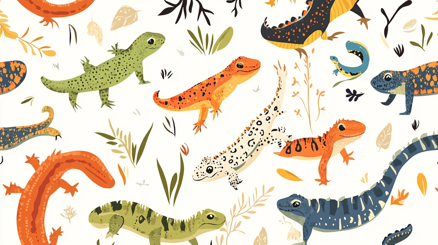 多彩蜥蜴插画图案