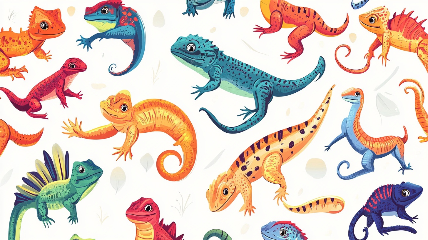 多彩蜥蜴插画图案