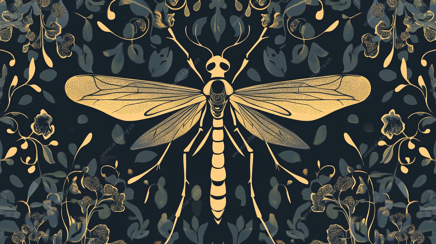 金蜂花卉复古风图案