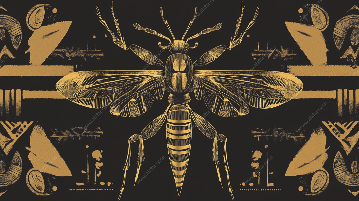 金纹黑底蜂形装饰图案