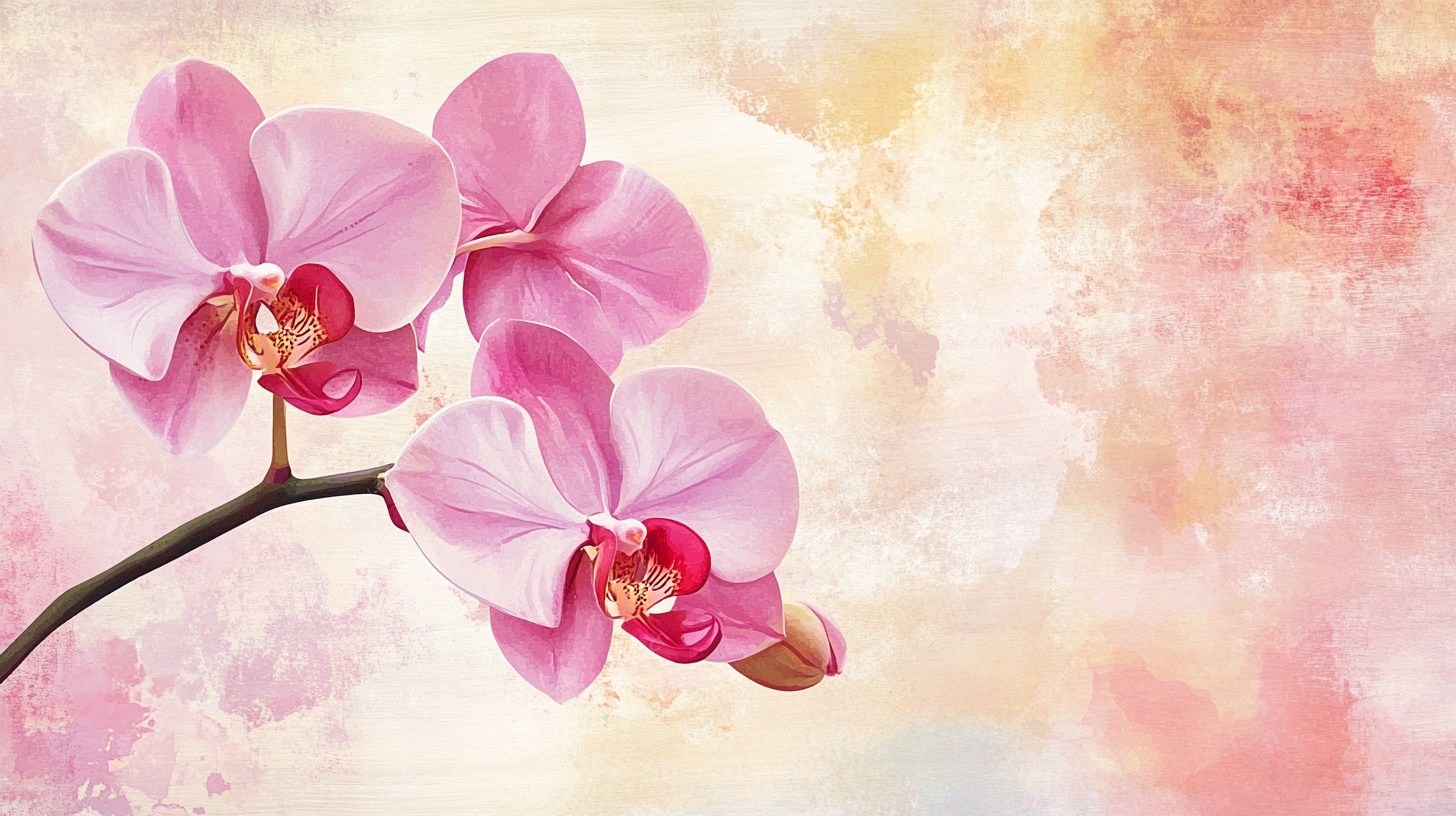 梦幻粉兰水彩风花卉图