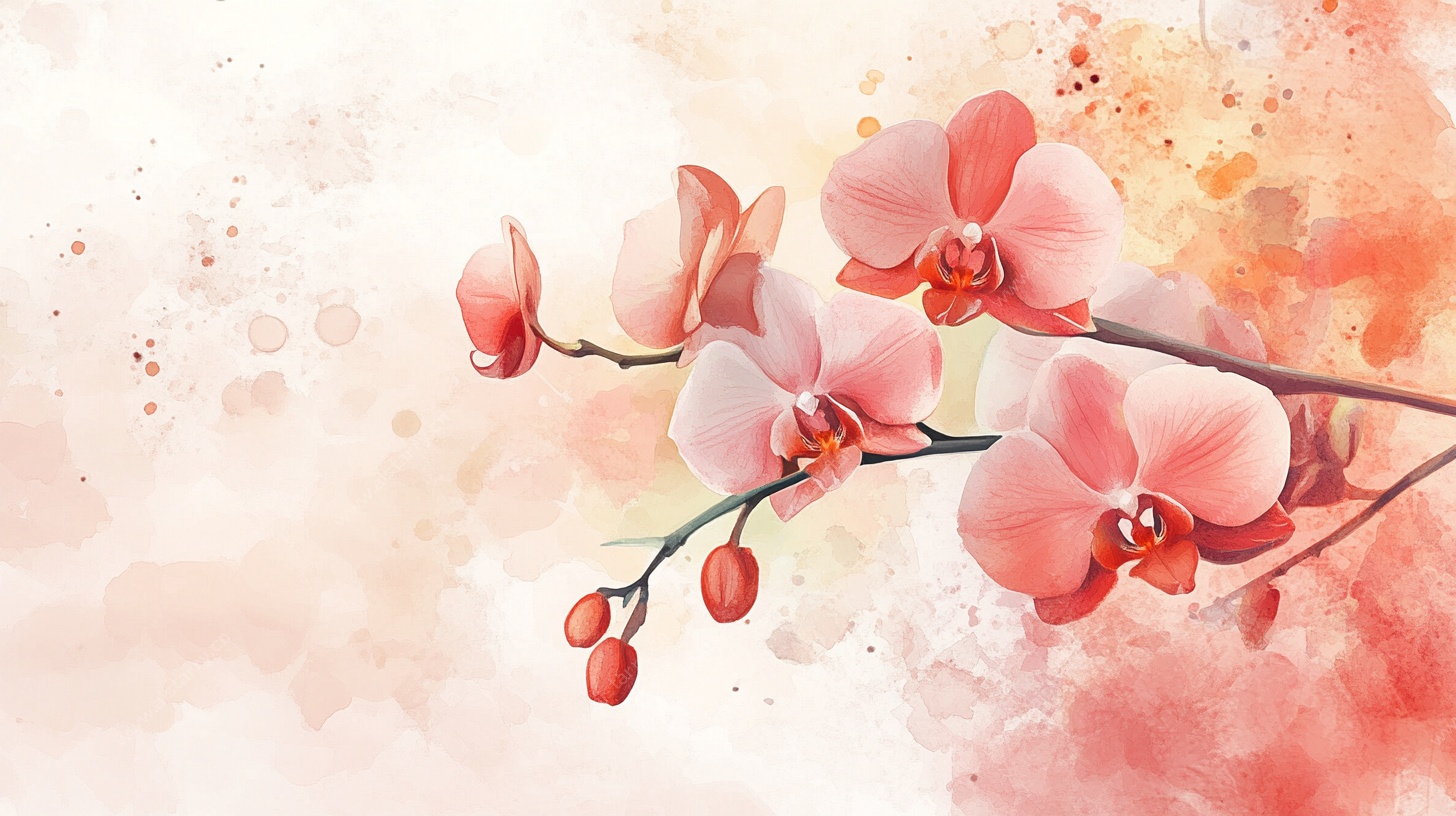 水彩粉蝶兰花卉图