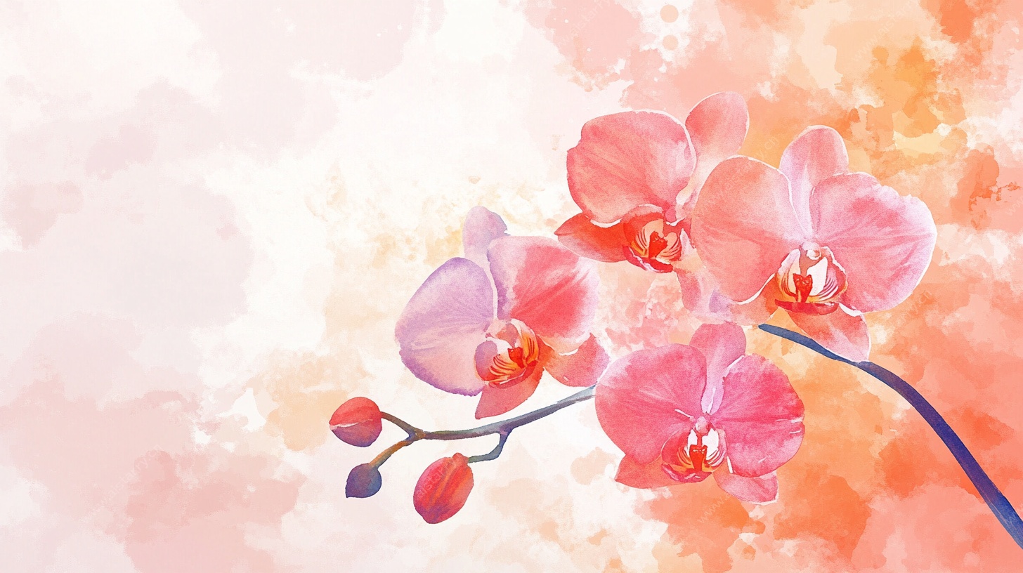 水彩粉色兰花花卉图