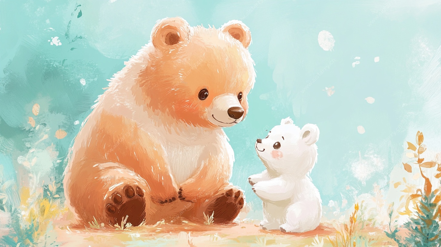 熊妈妈与小熊温馨互动图