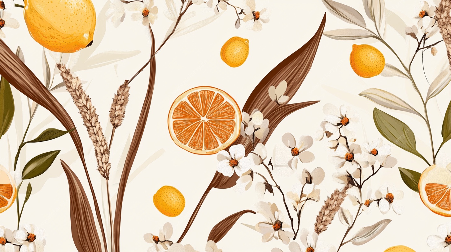 柠檬花卉清新图案设计