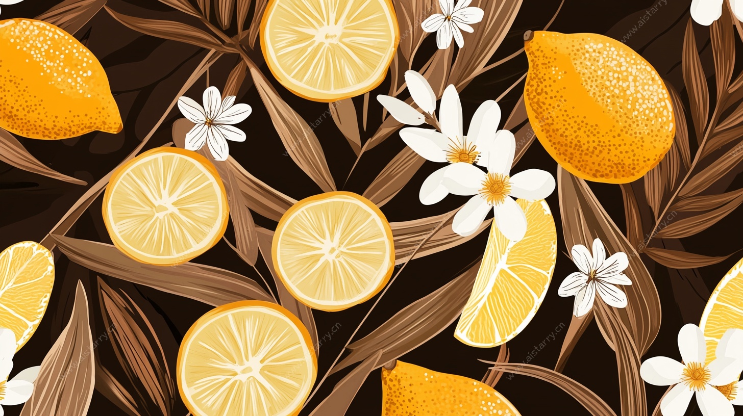 柠檬花卉图案背景图