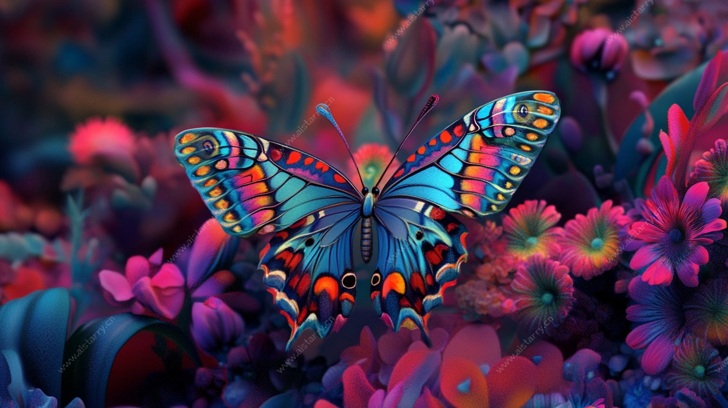 梦幻蝶舞花丛间