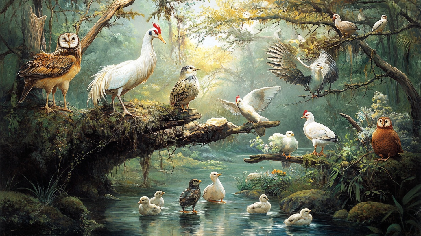 森林中的鸟类聚会
