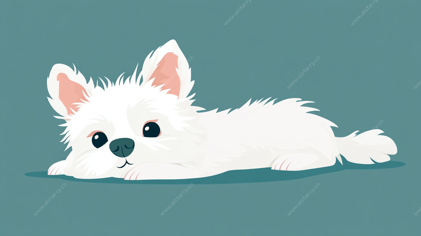 趴着的可爱白毛小狗