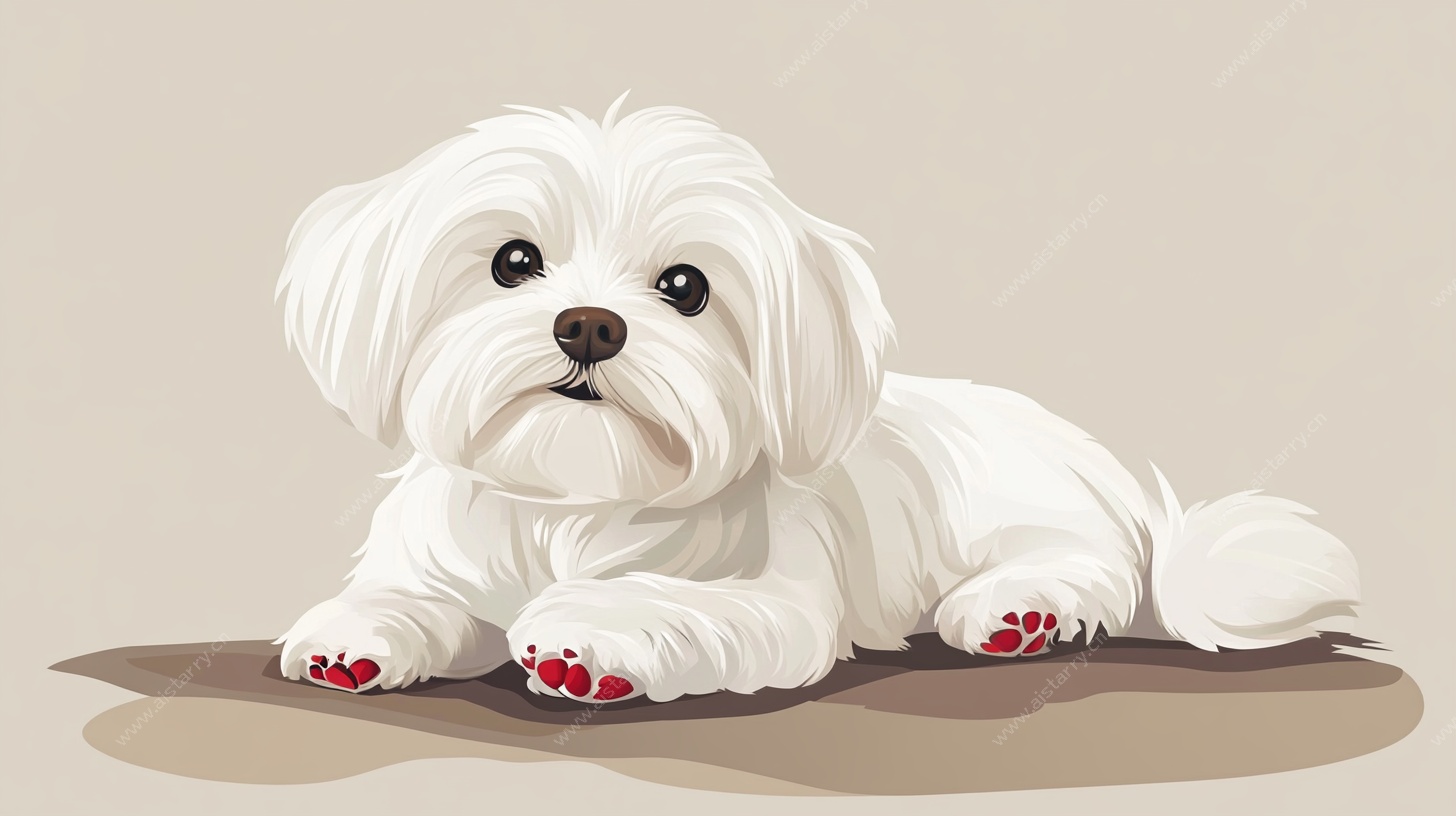 可爱白毛小狗萌态插画