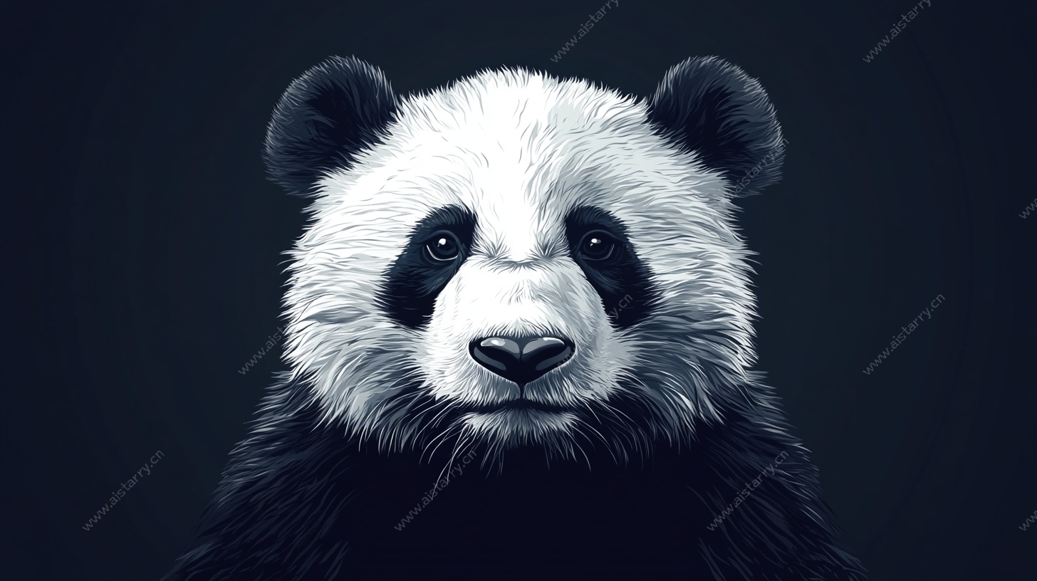 黑白熊猫头像特写