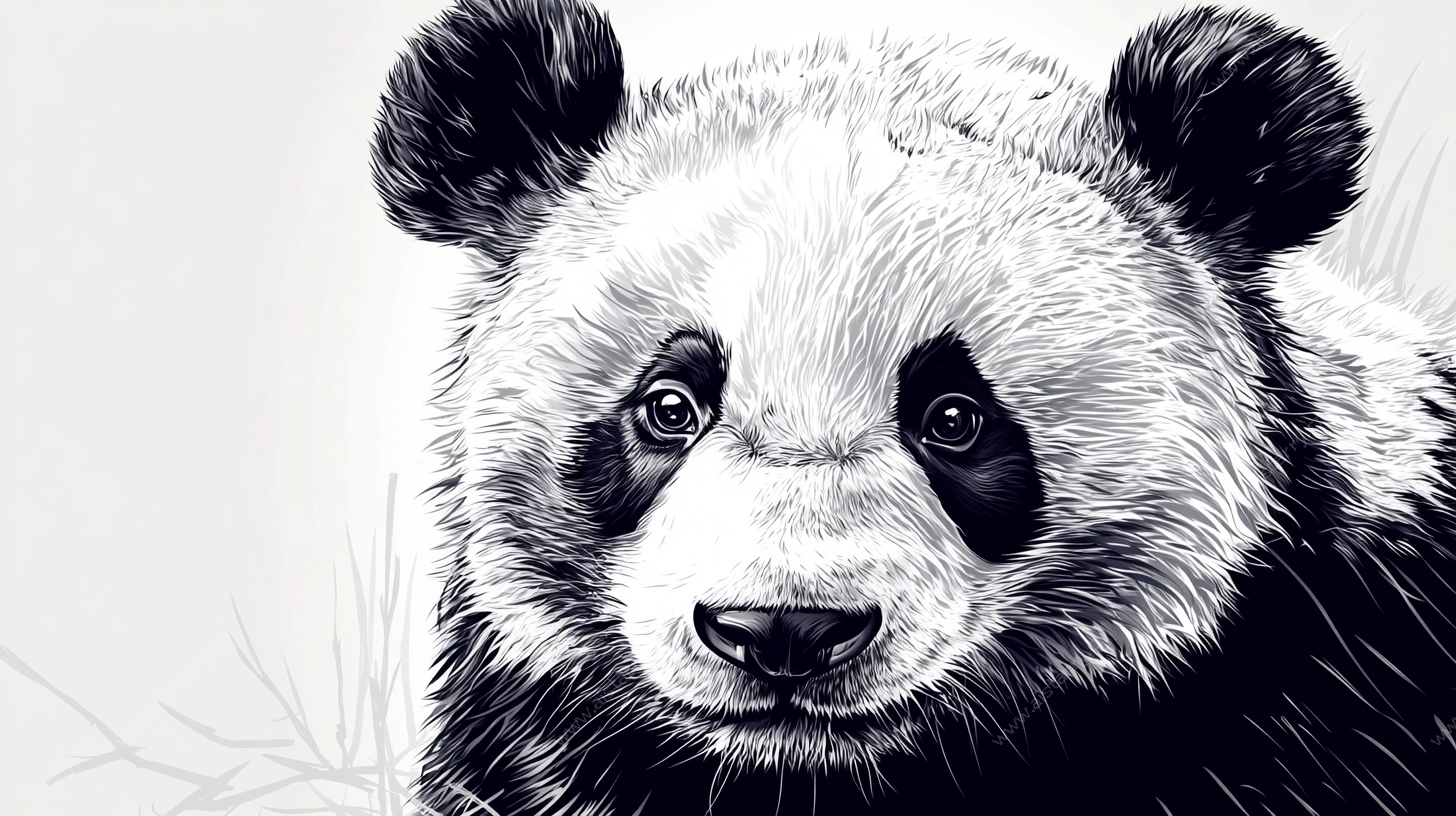 黑白熊猫肖像画
