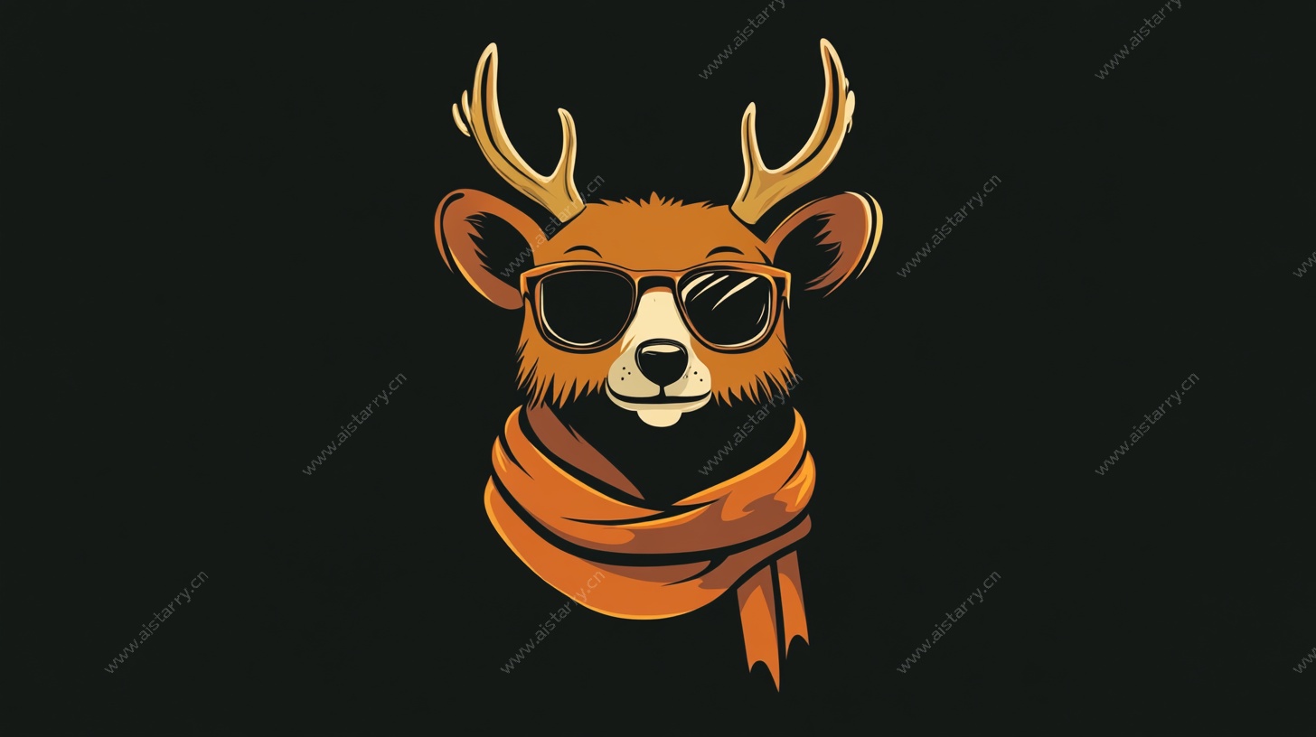 戴墨镜围巾的时髦小鹿