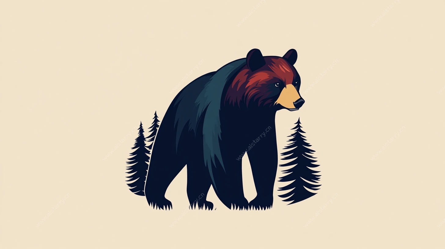森林黑熊插画