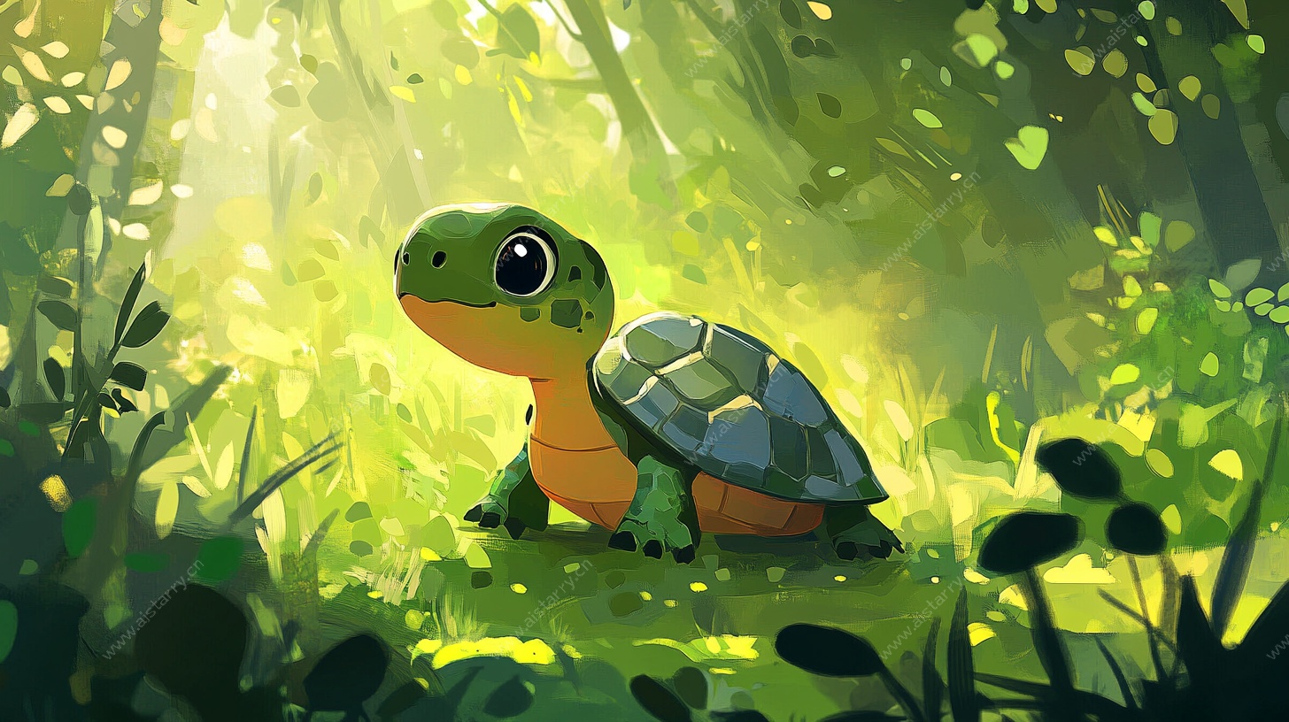 森林中的可爱小海龟