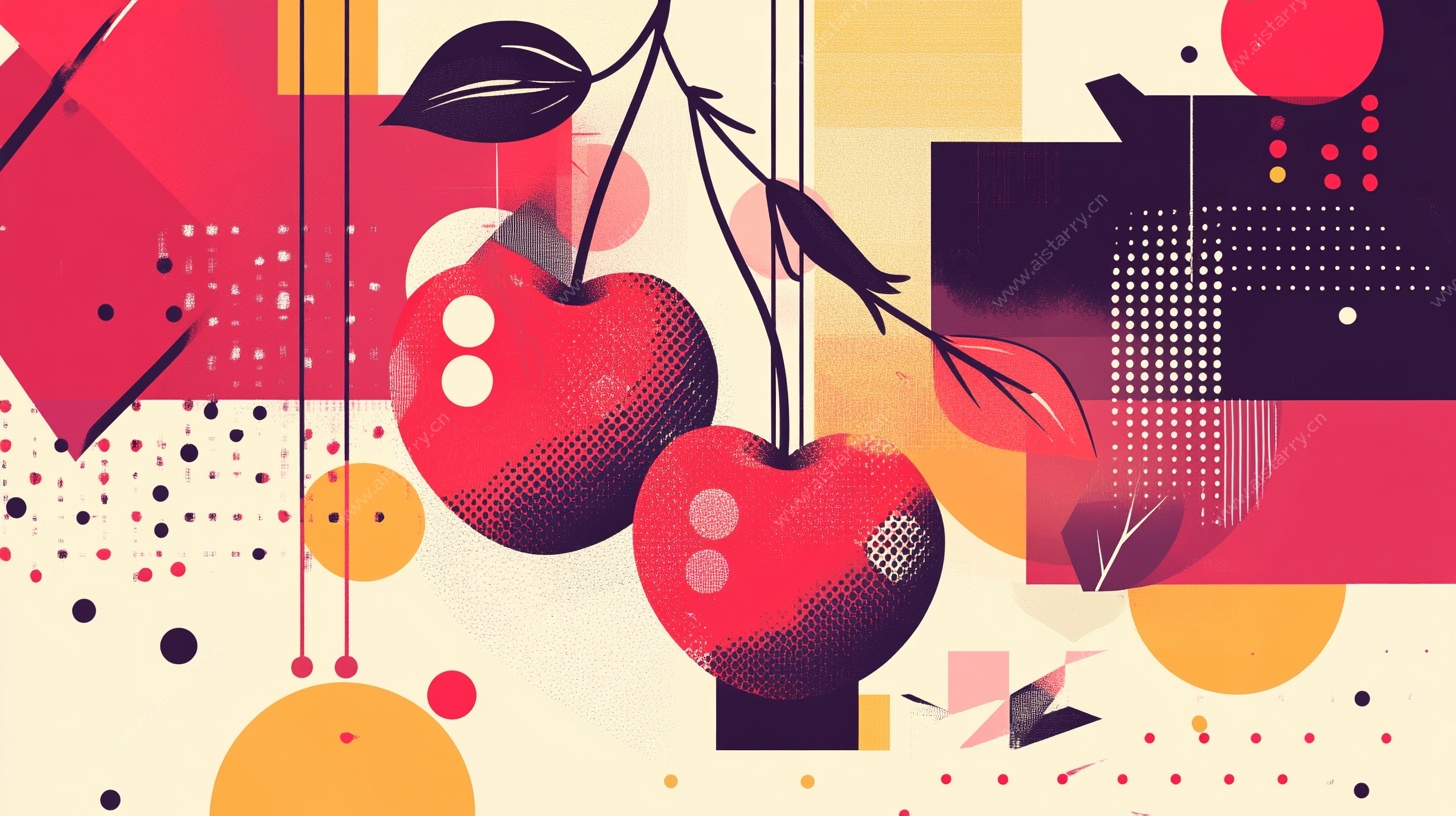 樱桃几何风插画