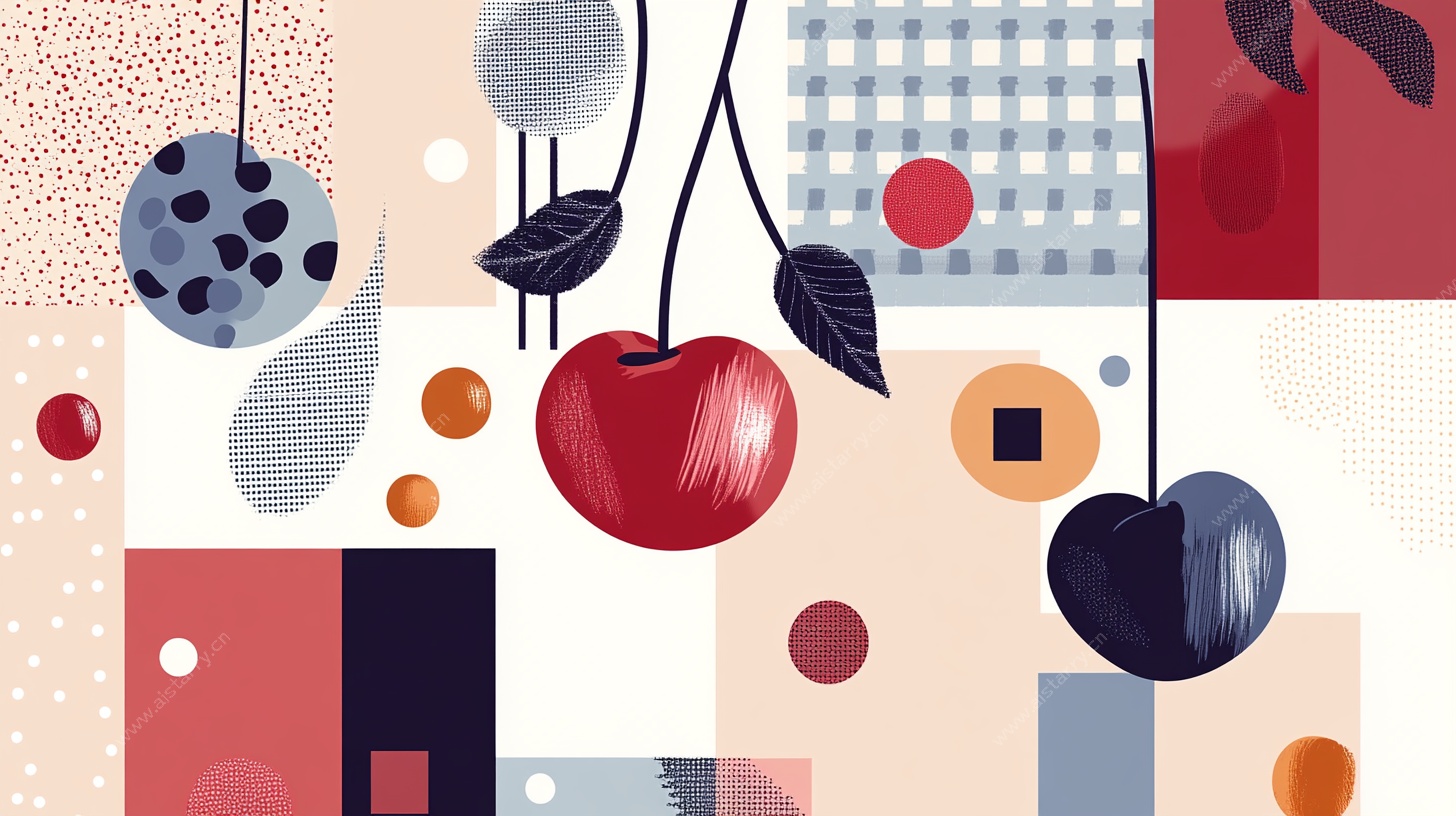 抽象水果几何插画