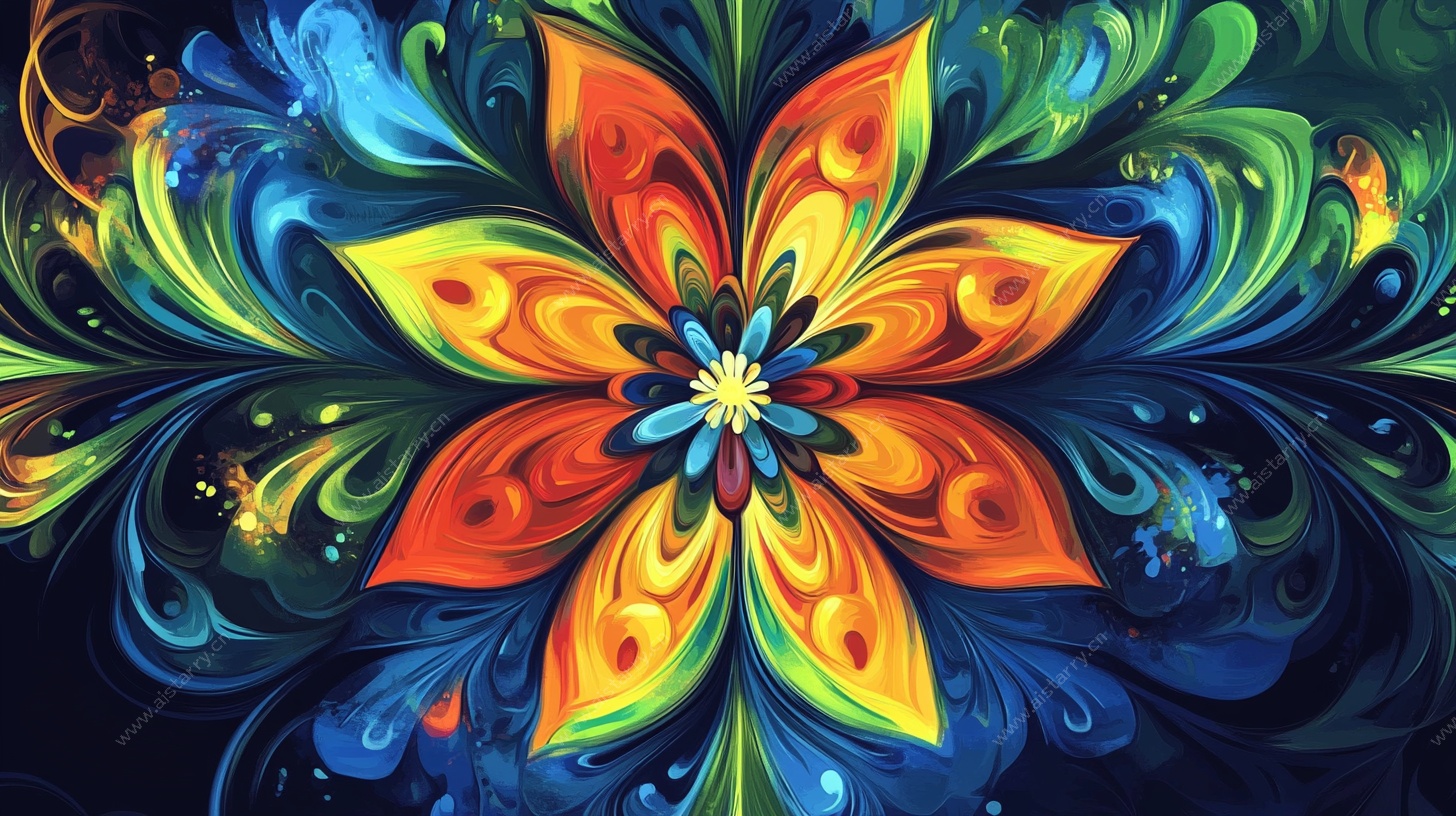 炫彩花卉抽象艺术图案