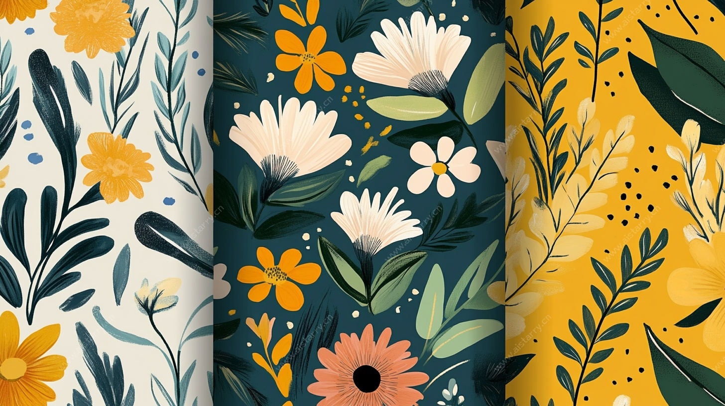 多彩花卉图案组合