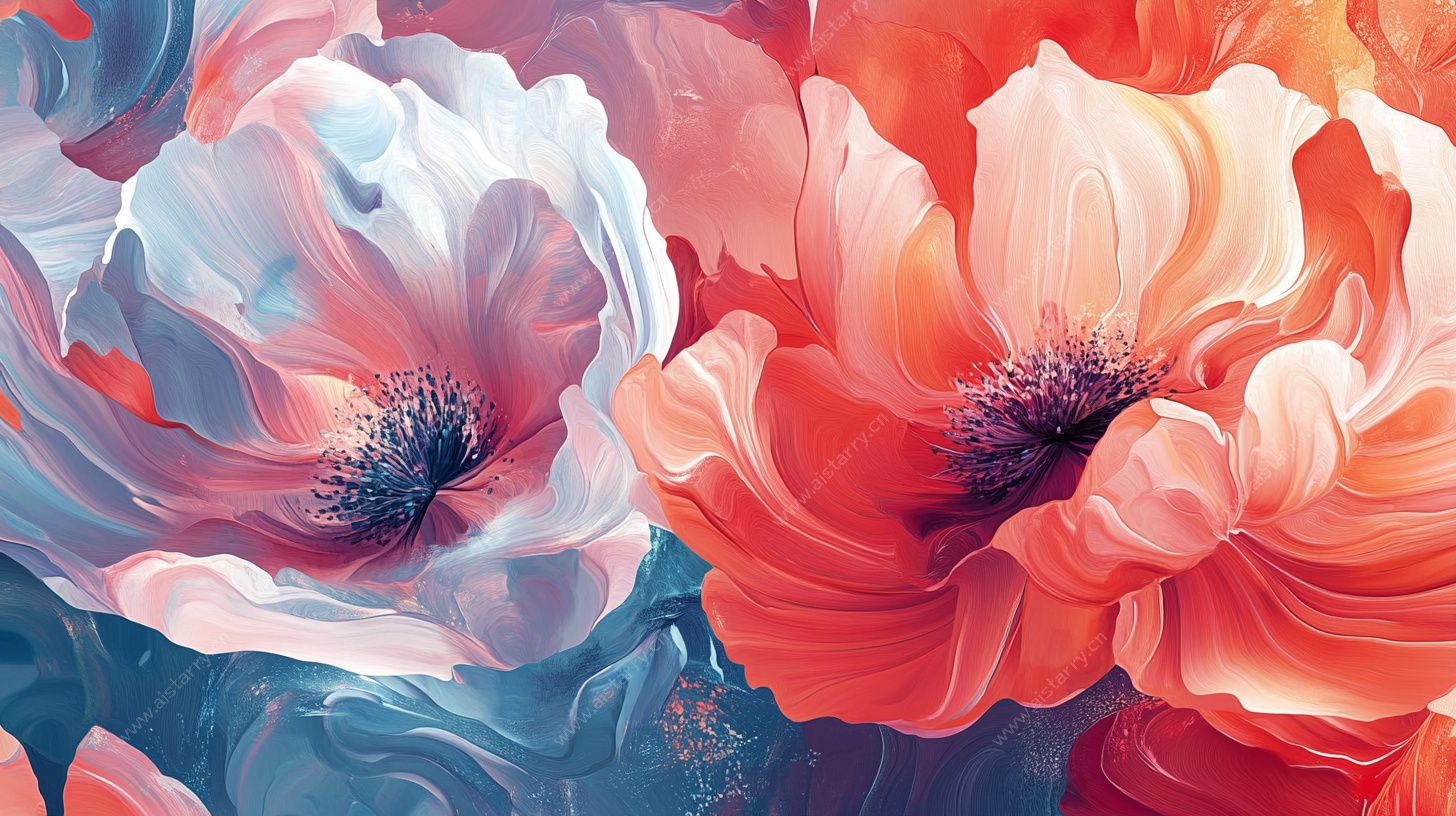 绚丽梦幻花卉插画