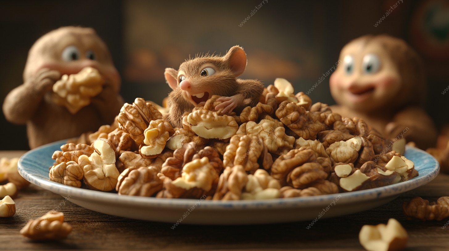 萌鼠与核桃的欢乐场景