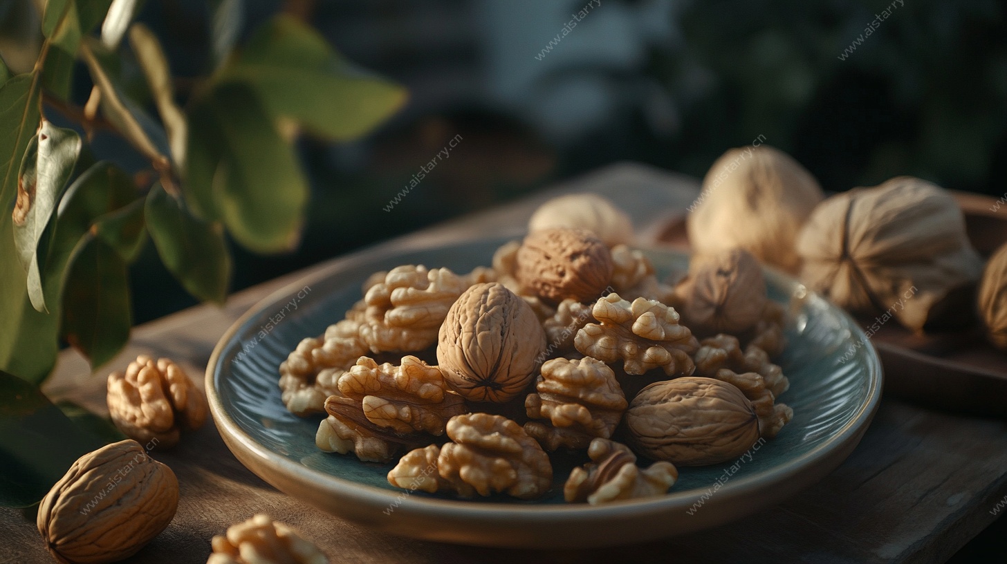 木盘核桃静物图