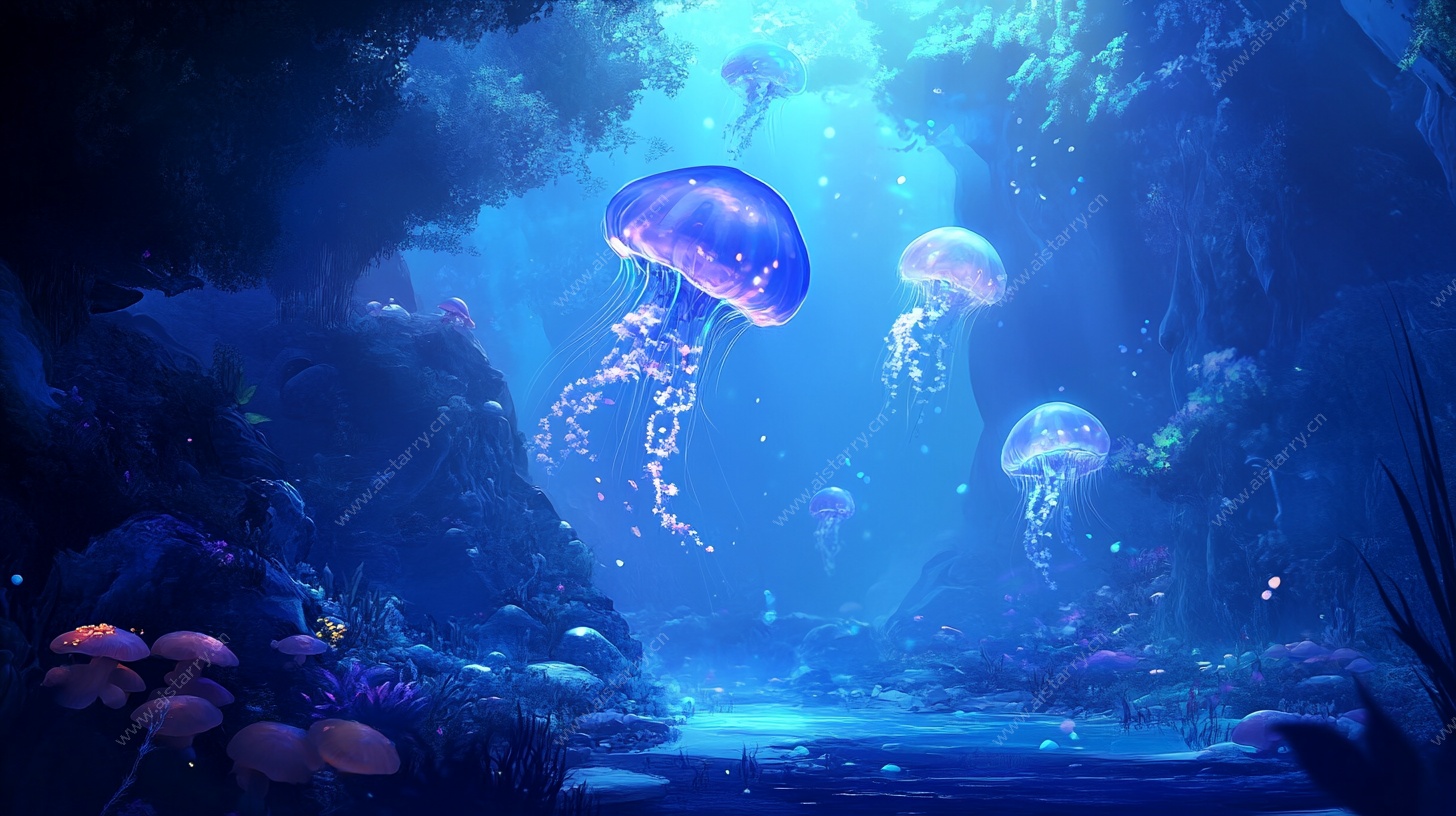 梦幻深海中的水母精灵