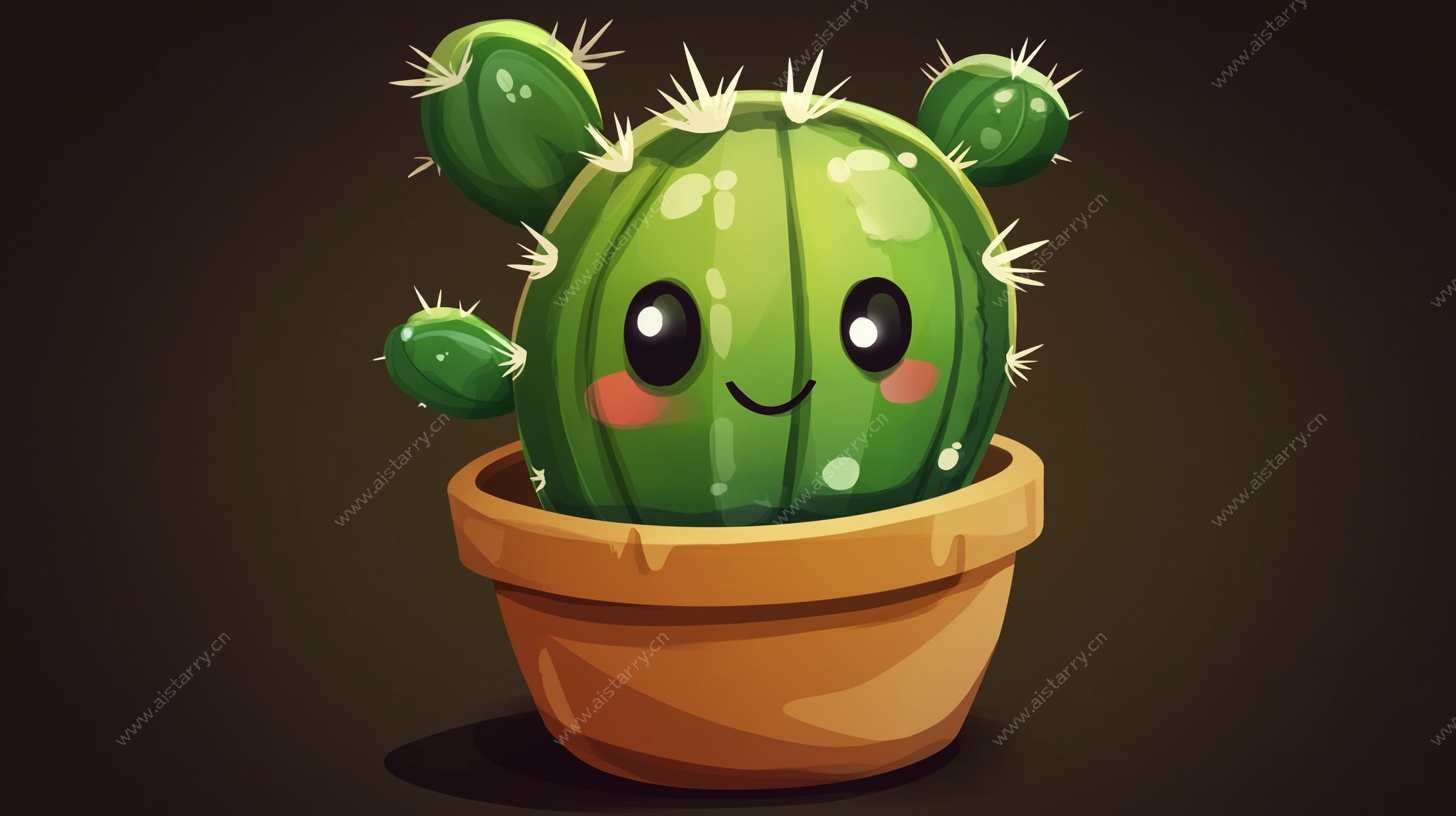 可爱卡通仙人掌盆栽图