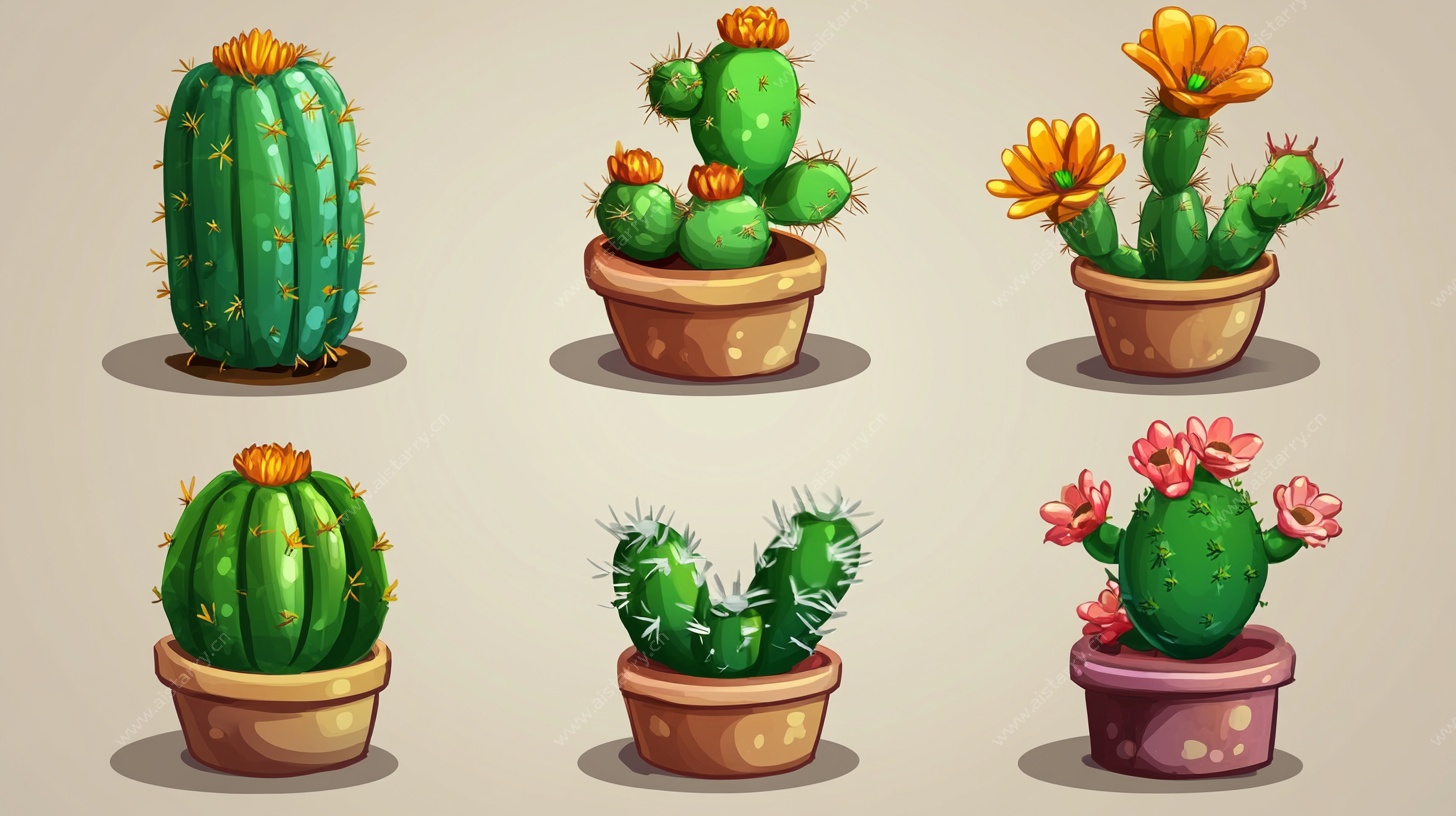 可爱盆栽仙人掌插画集