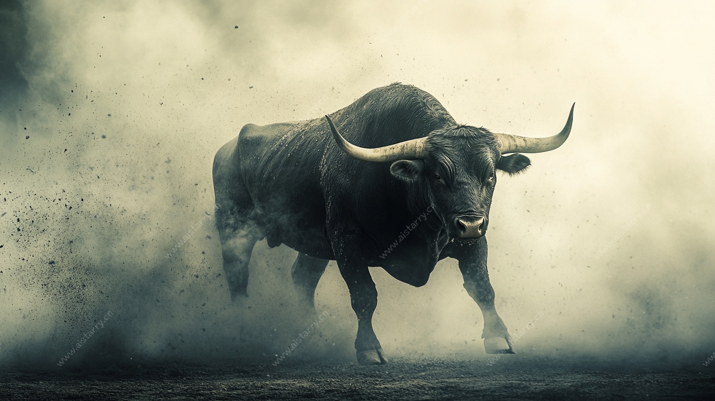 奔跑的壮硕公牛