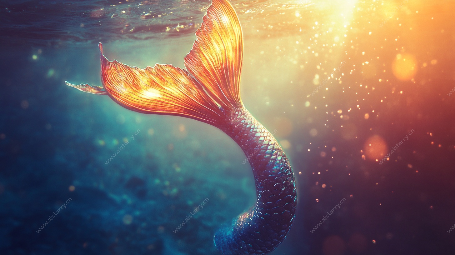 梦幻美人鱼鱼尾水下光影