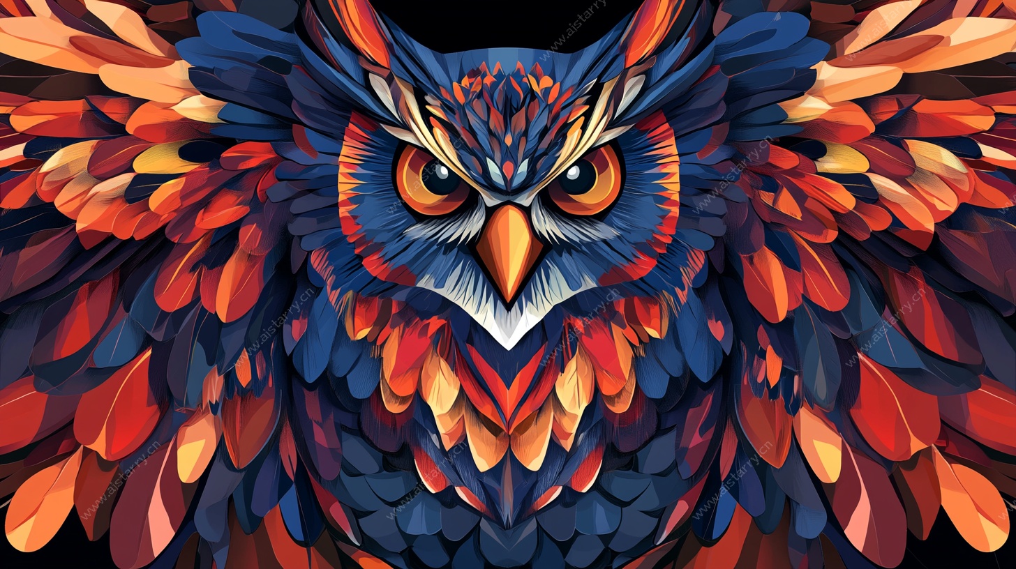 绚丽猫头鹰 色彩的奇幻盛宴
