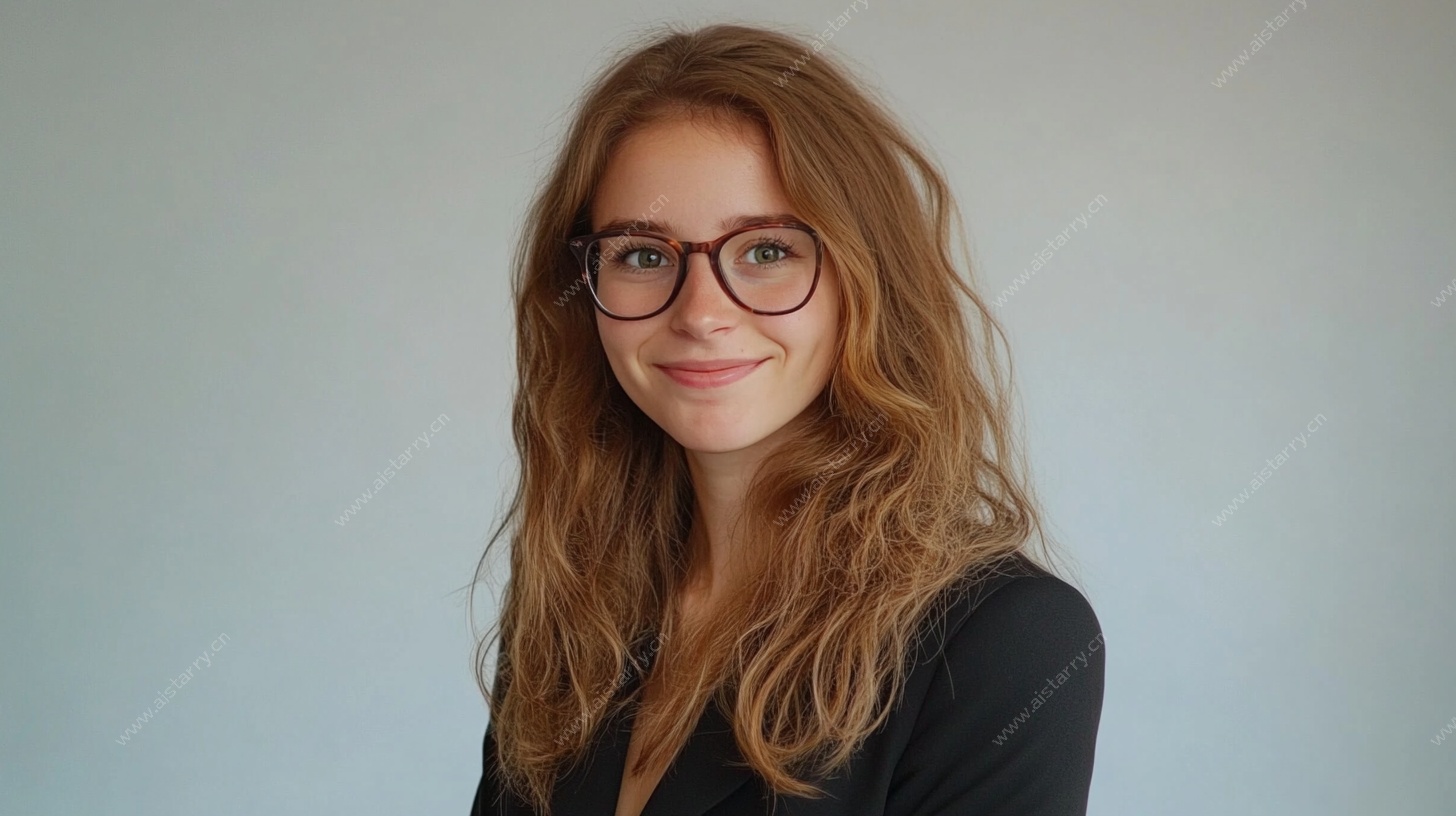 微笑的长发眼镜女子