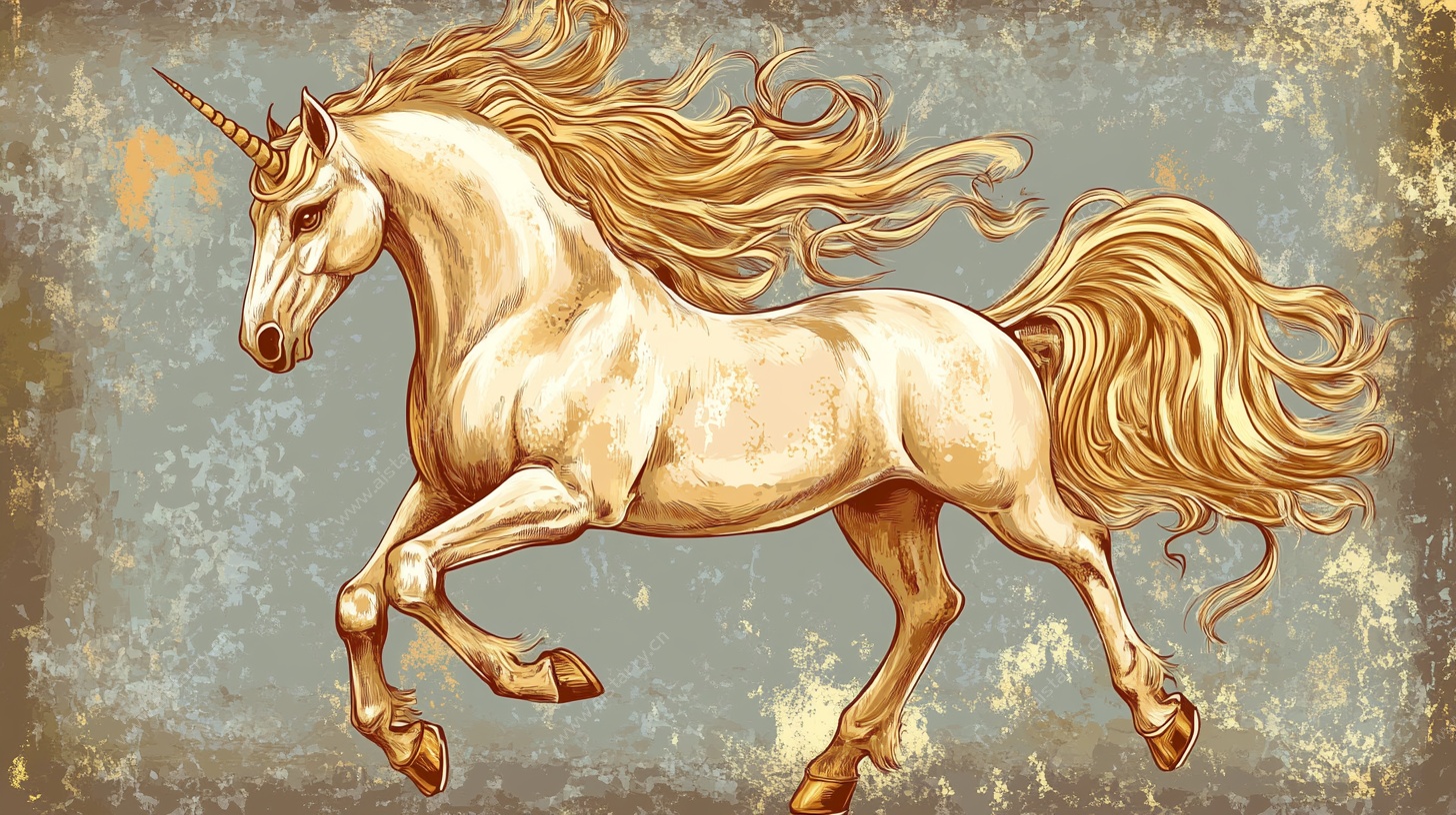 金色独角兽奔腾图