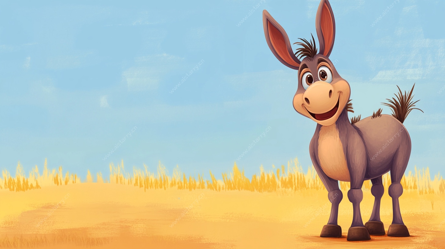 可爱小毛驴站立田野间