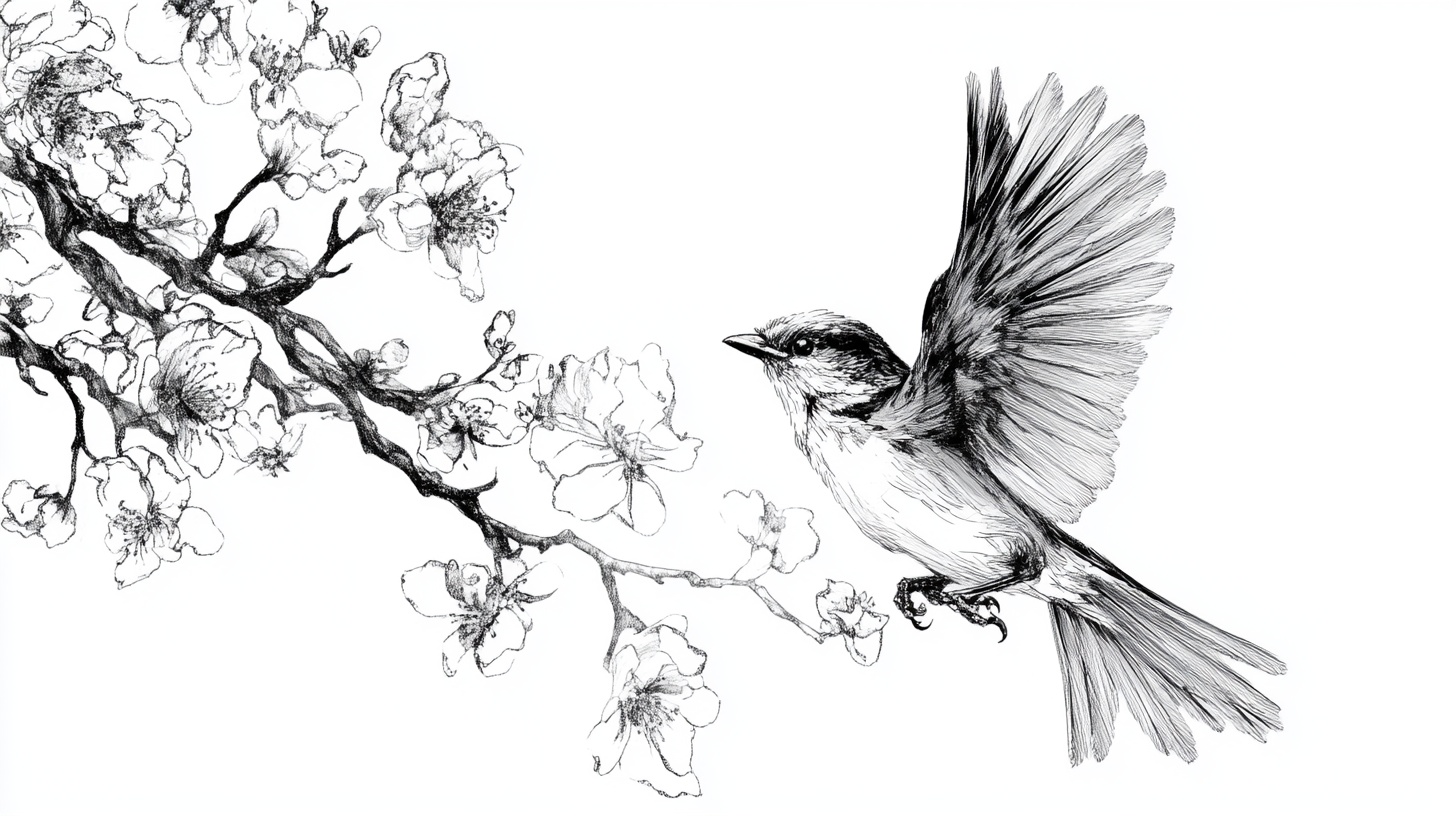 飞鸟栖花图