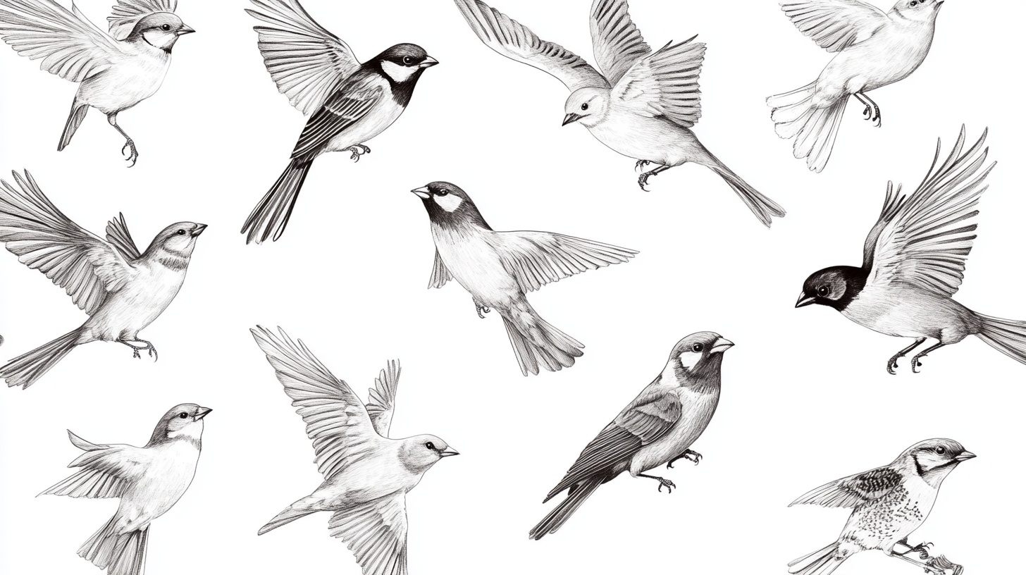 飞翔的雀鸟插画集合