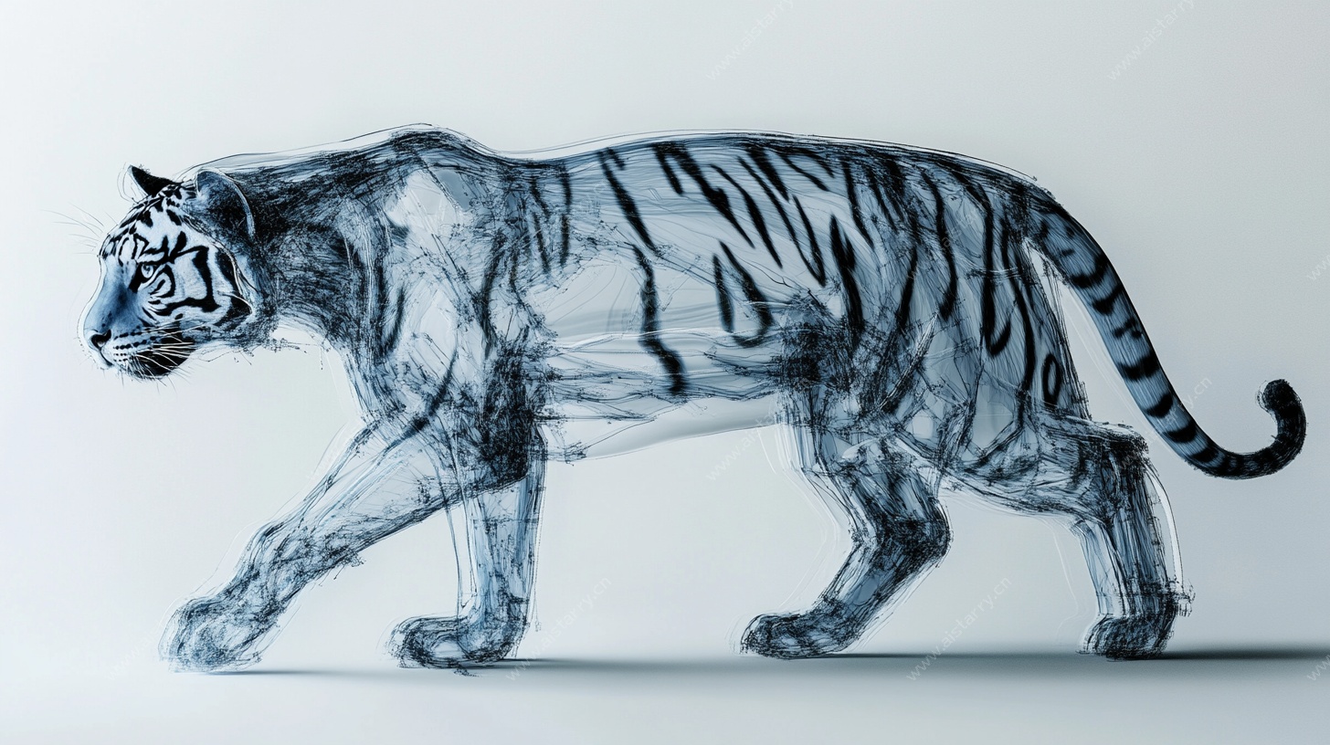 水墨风格行走虎图