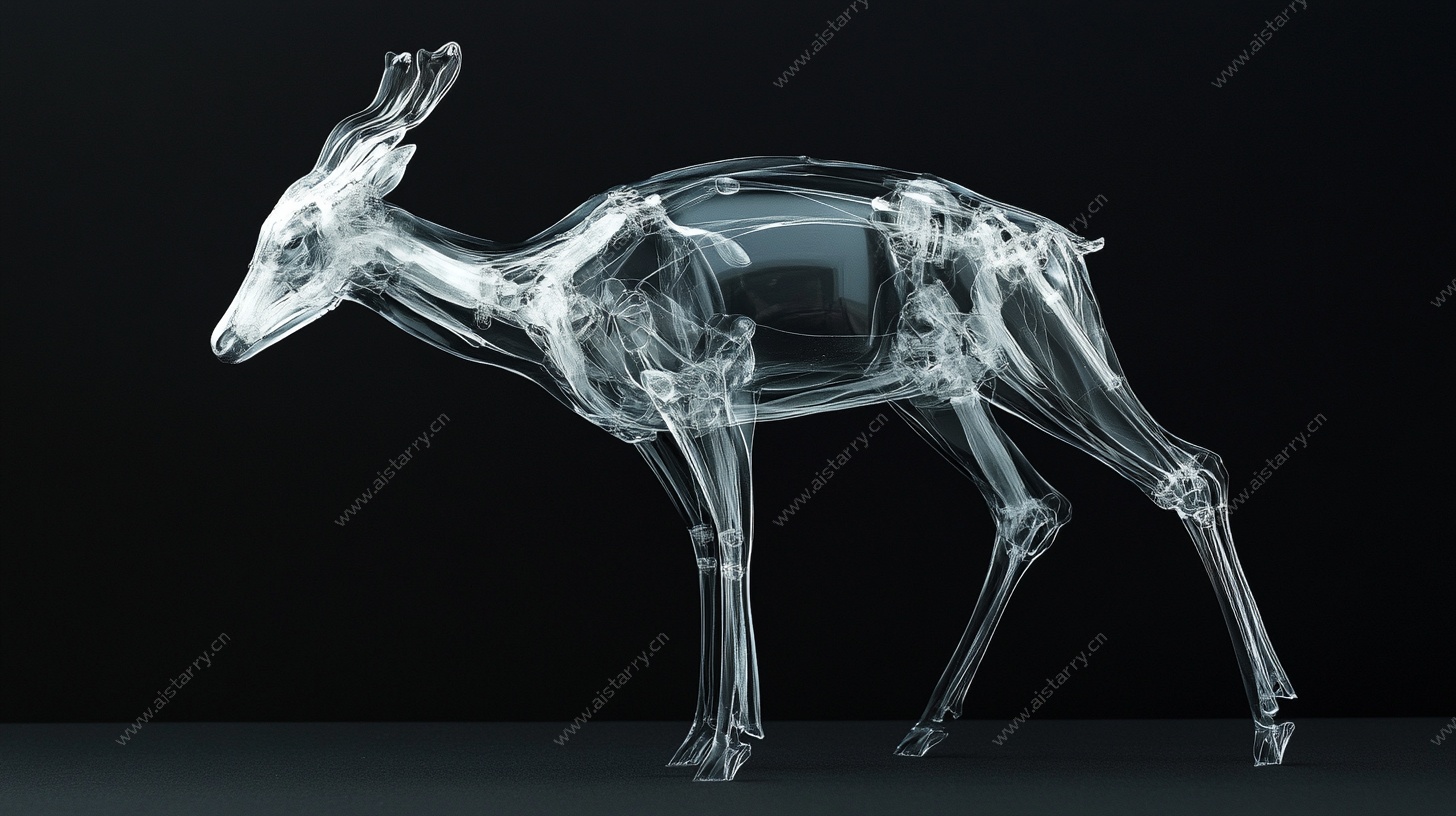 透明水晶鹿雕塑