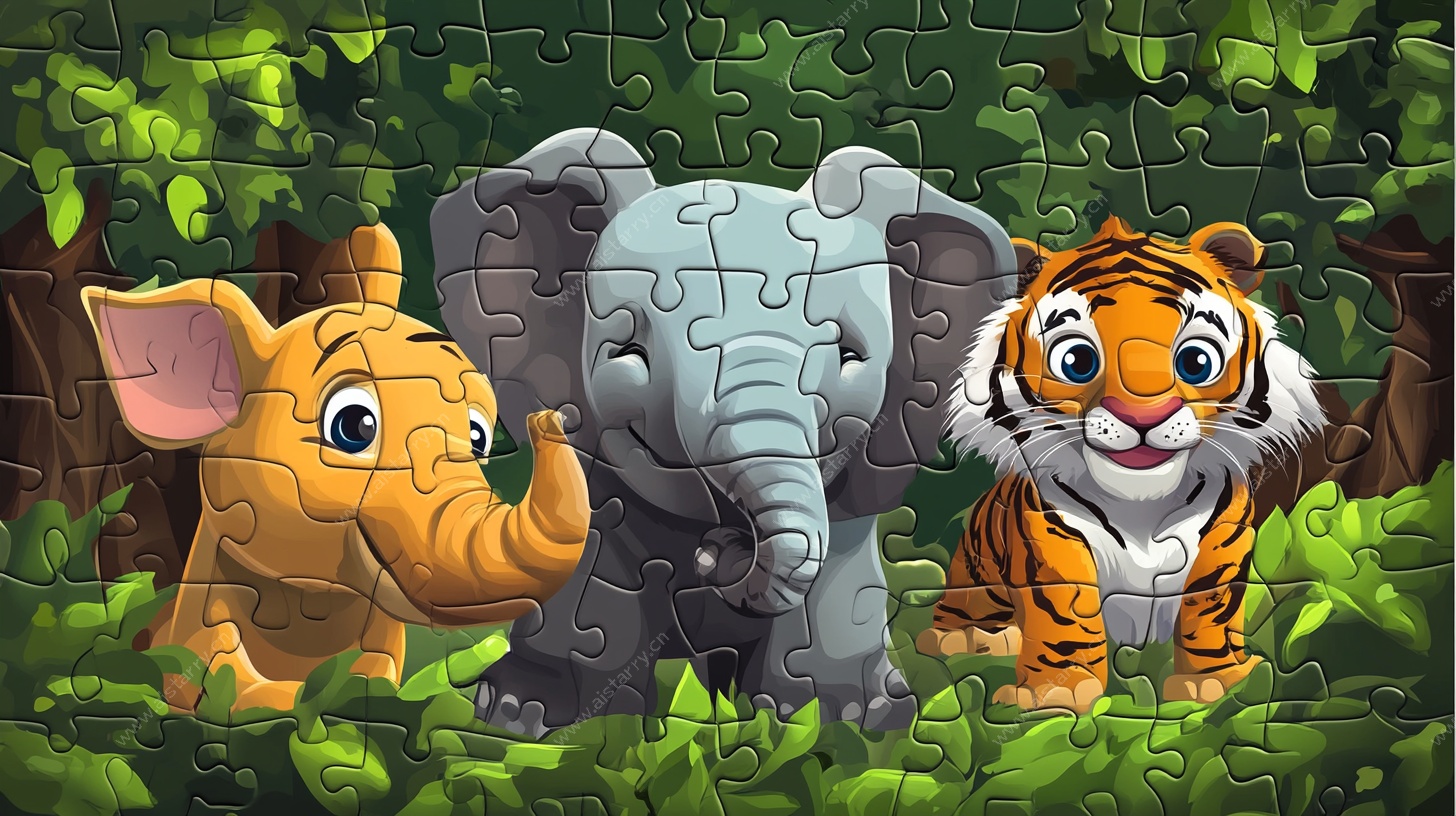 拼图中的动物伙伴