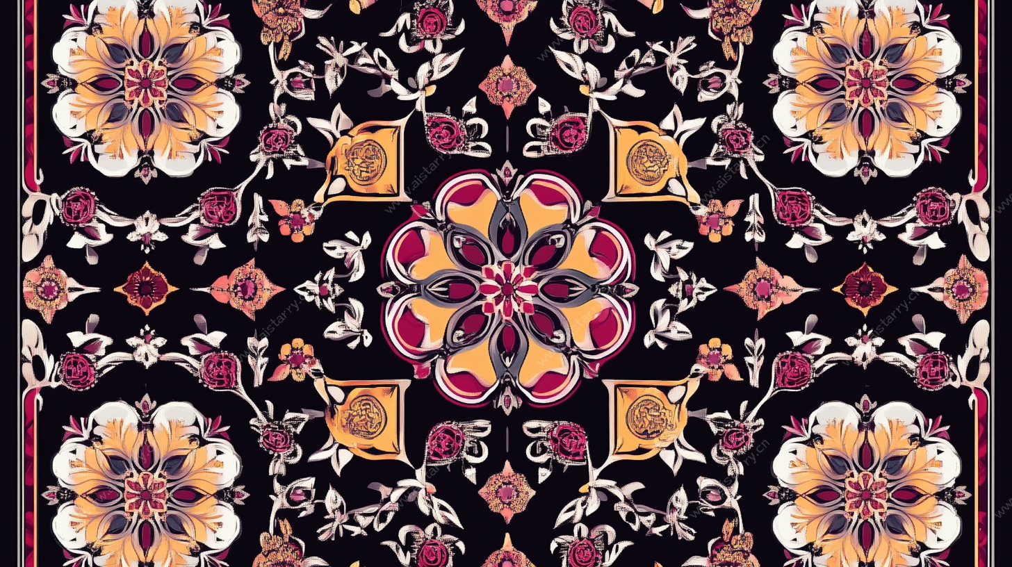 复古花卉几何图案纹饰