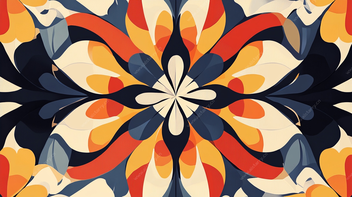 绚丽对称花卉几何图案