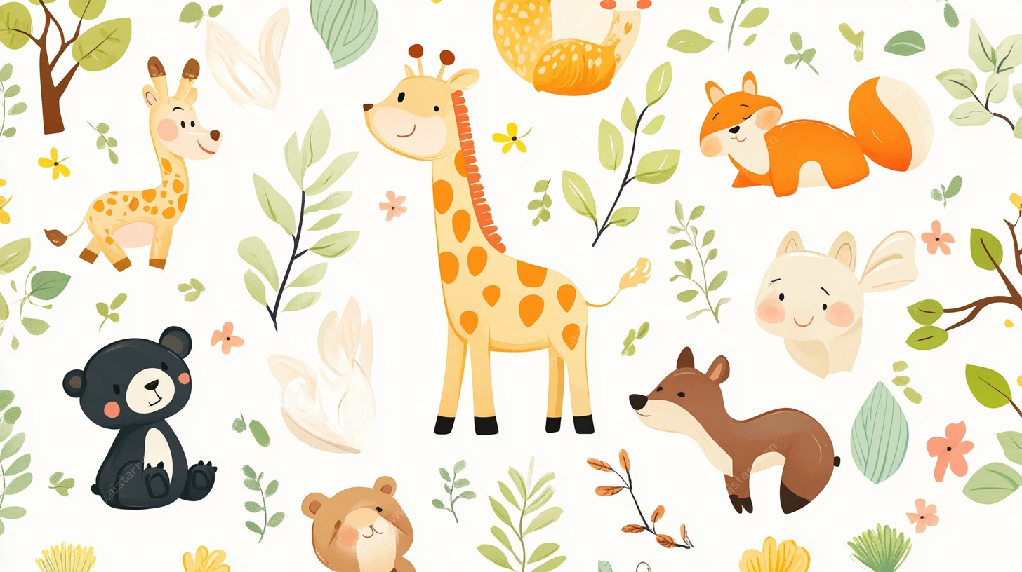 可爱森林动物插画图案