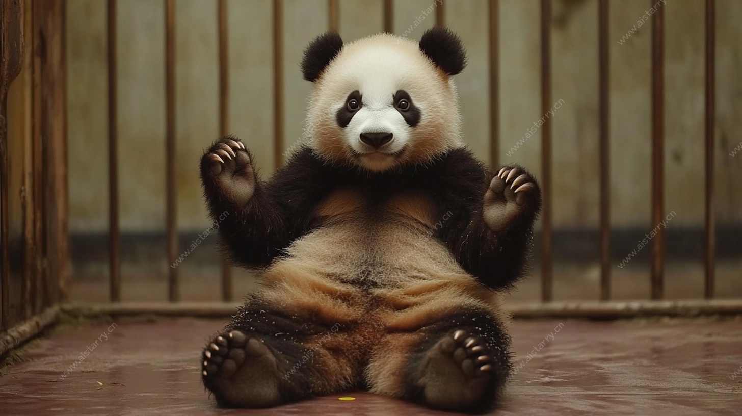 坐着卖萌的大熊猫